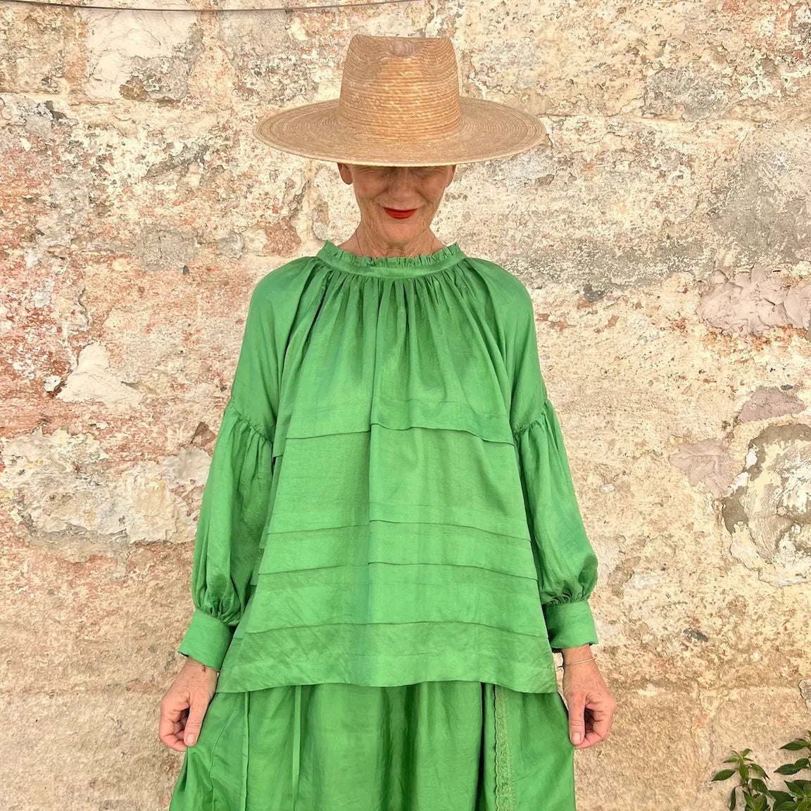 Runaway Bicycle Astrid Silk Blouse – Oversized Gathered Handwoven Silk Top