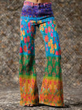 Women's Bohemian Floral Art Print Washed Pants