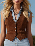 Western Bohemian Retro Brown Faux Suede Vest