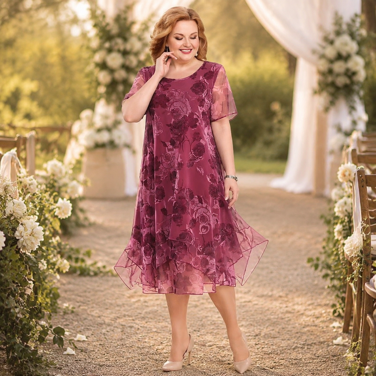 Florenza – Women's Layered Chiffon Floral Dress