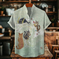 Cute Cat For The Love Of Dragons Pattern Art Print Casual Shirt