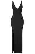 Scalloped Lace Backless Maxi Dress Black