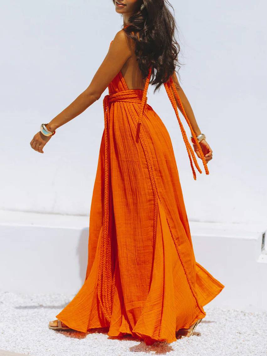 Large Swing Backless Strap Dress