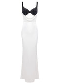 Velvet Bustier Maxi Dress Black White