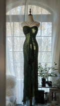 Vintage Green Evening Dresses, Sleeveless Long Party Gowns  25513