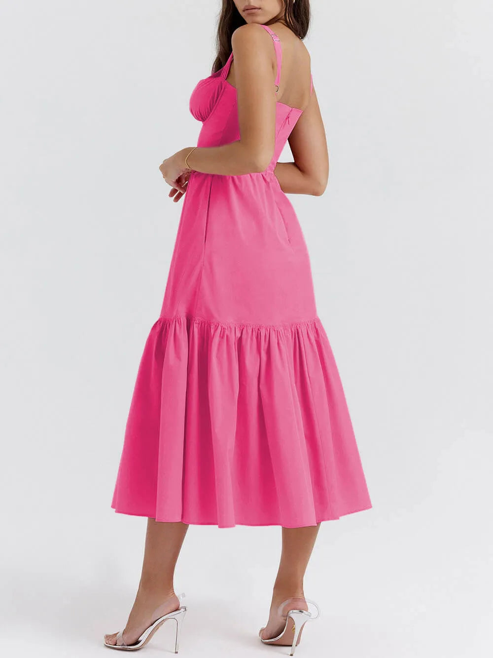 Strap Solid Color A-Hem Midi Dress