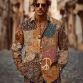 Bohemian Retro Hippie Pattern Men's Casual Linen Shirt