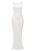 Mesh Insert Maxi Dress White
