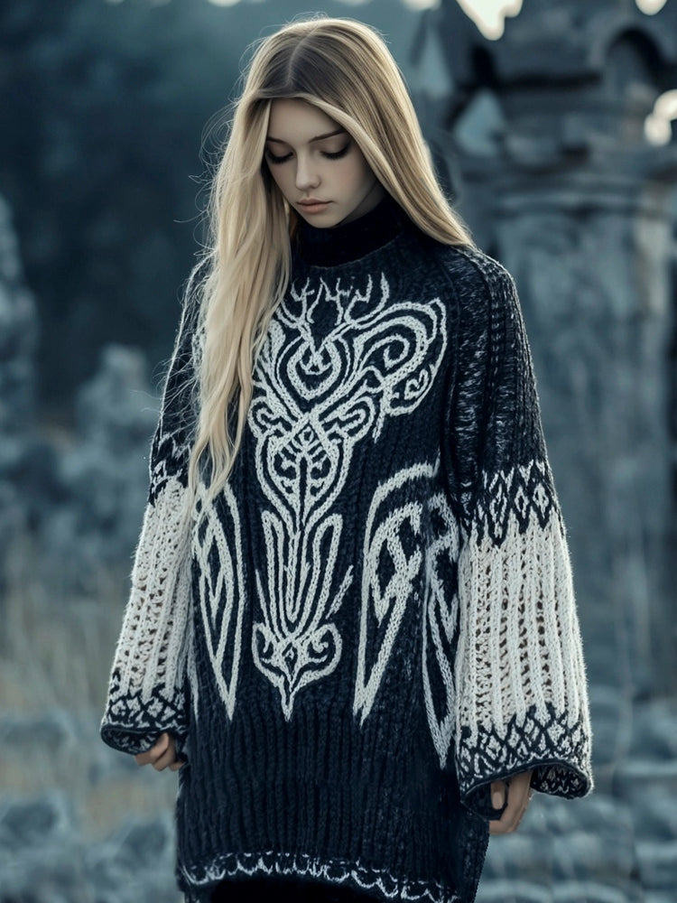 Tribe Totem Women's Crew Neck Long Sweater