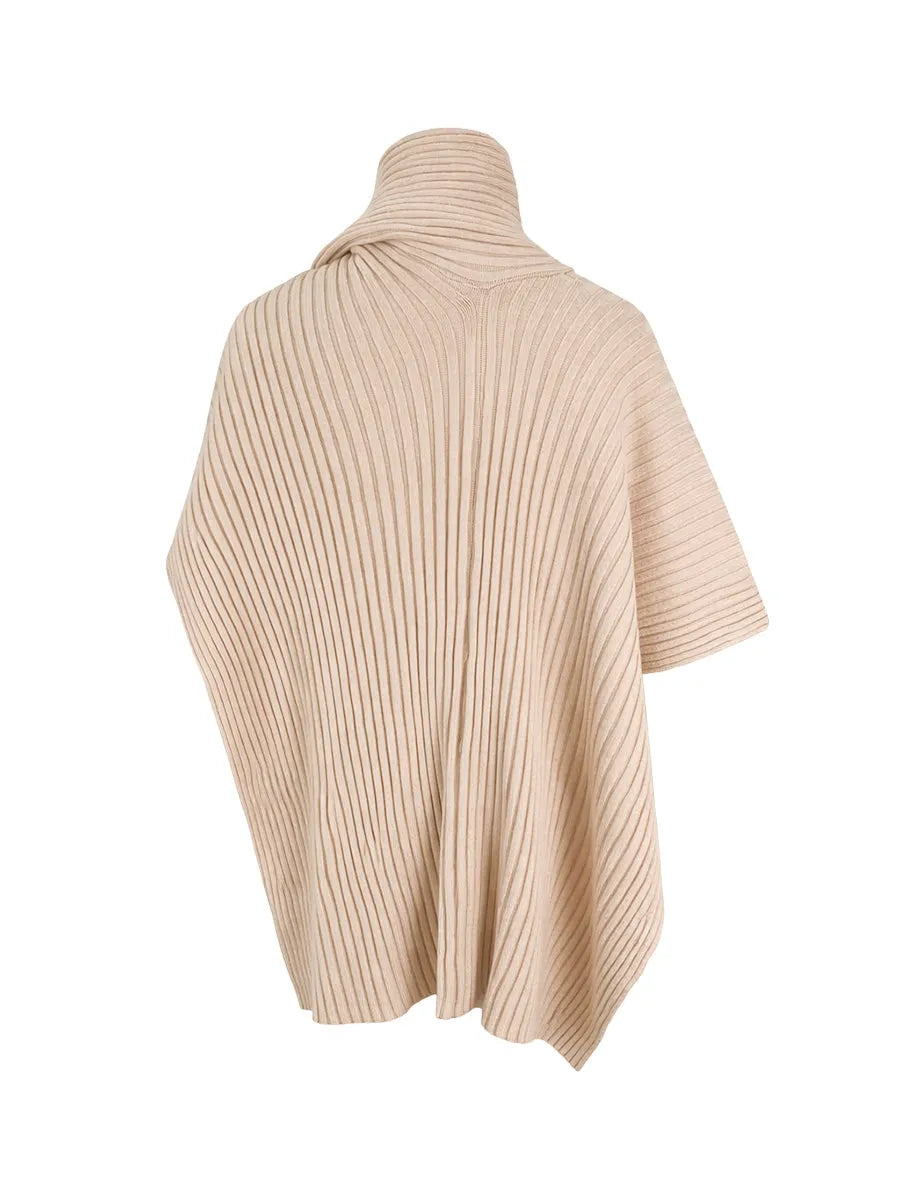 Loose Asymmetric Solid Color Split-Joint High Neck Sweater Tops