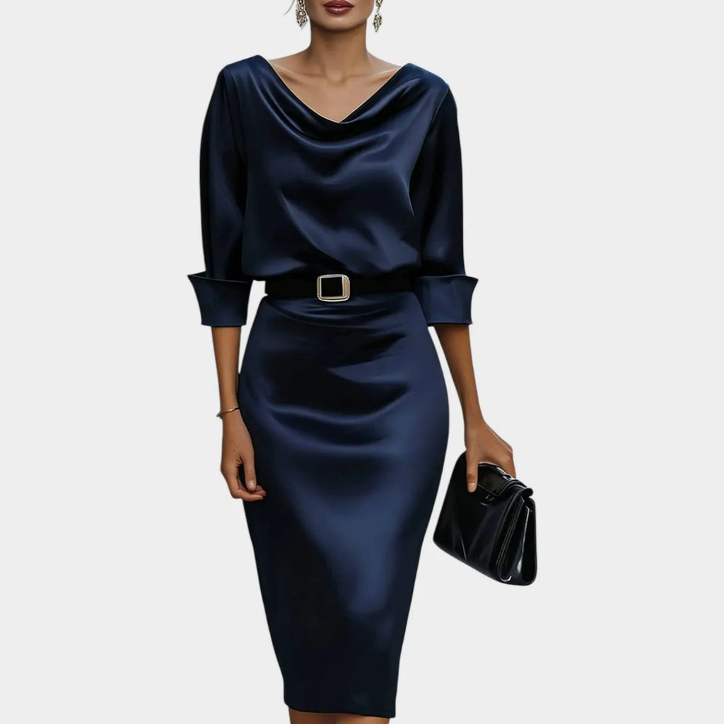 Luxe Satin Belted Midi Dress