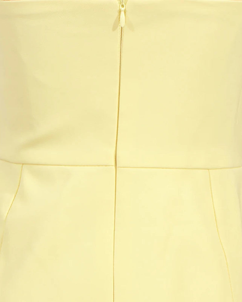 Strapless Embroidered Floral Dress Yellow