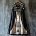 Vintage Viking Tree Of Life Art Linen Sleeveless Maxi Dress