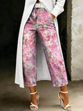 Women's Fashion Vintage Floral Loose-fit Casual Printed Wide-leg Jeans