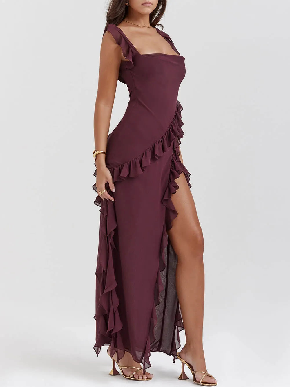 Mulberry Ruffle Maxi Dress