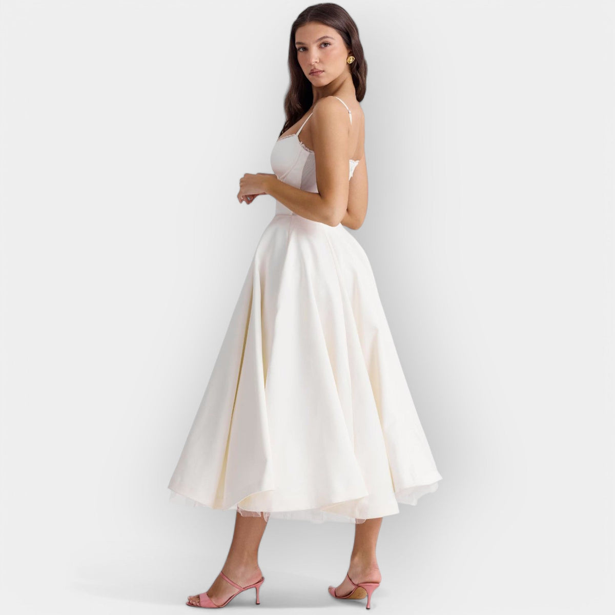 Simple White Midi Dress