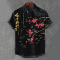 Men's Vintage Bees And  Red Plum Blossom Pattern Casual Shirt