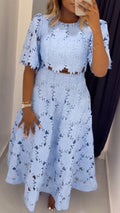 Floral Lace Crop Top & A-Line Skirt Set