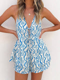 Printed Halter Neck Tie-Up Top And Shorts Suit