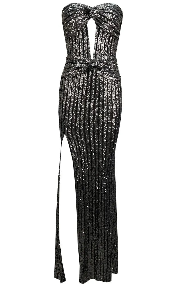 Strapless Sequin Maxi Dress Titanium