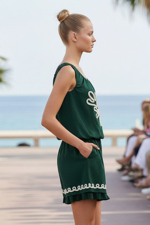 IVY EMBROIDERED BUBBLE LINEN TOP