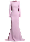 Long Sleeve Backless Crystal Flower Maxi Dress Lavender