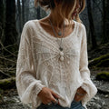 Women's Vintage Halloween Spider And Web Embroidery Long Sleeve T-shirt
