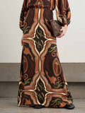Retro Tung Palm Tree Print Long Skirt