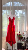 Red Fashion Sexy Elegant Satin Long V Neck Prom Dress Evening Dress Wedding Party Dress