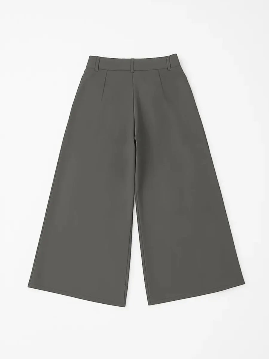 High Waisted Loose Pleated Solid Color Split-Joint Pants Trousers