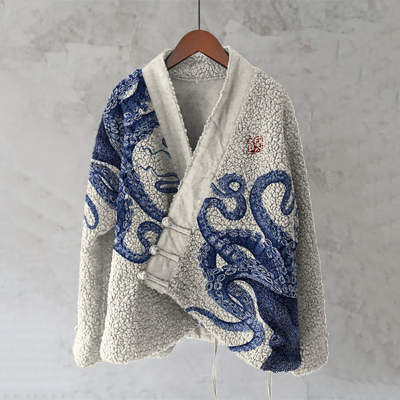 Japanese Octopusart Art Plush Cardigan