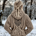 Women's Viking Tree Of Life Jacquard Celtic Knit Sweater