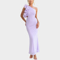 One-Shoulder Floral Accent Evening Gown