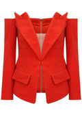 Long Sleeve Bardot Top Red