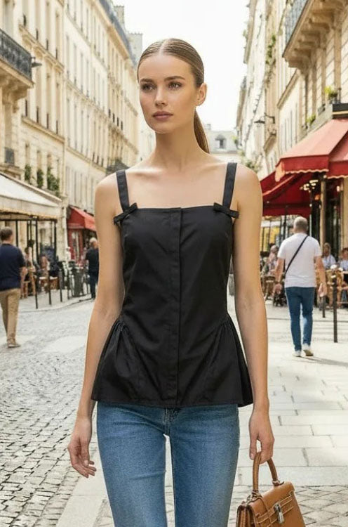 SIDE FRILL DETAIL BOW TOP