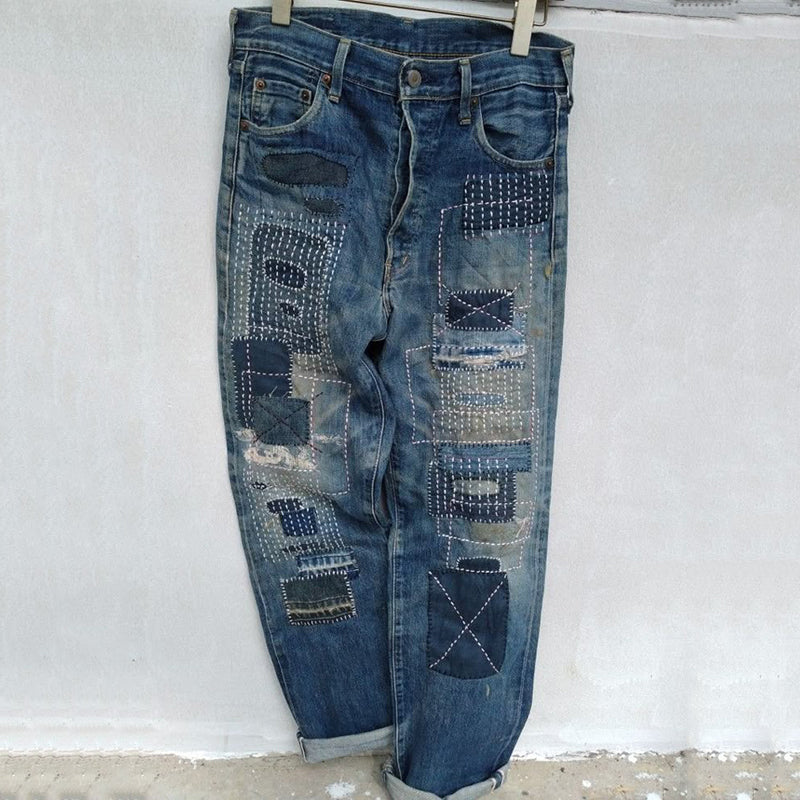Japanese Style Sashiko Patchwork Inspiration Design Jeans