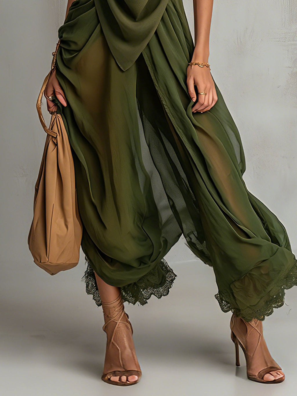 Emerald Drape Chiffon Culotte Jumpsuit