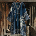 Japanese Floral Patchwork Art Print Comfy Maxi Dress