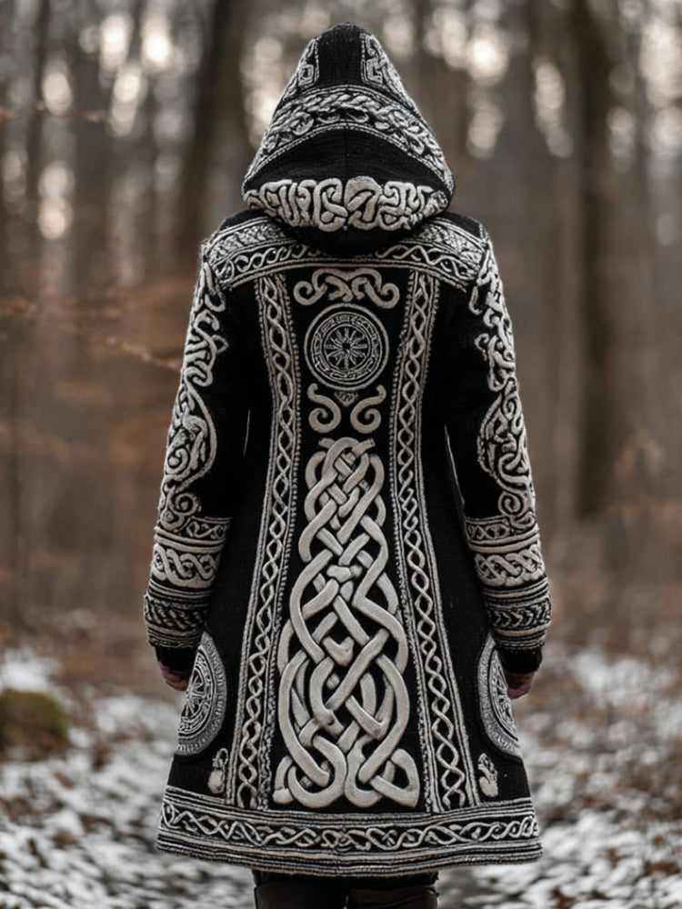 Women's Viking Style Celtic Knot Hooded Knitted Clothing
