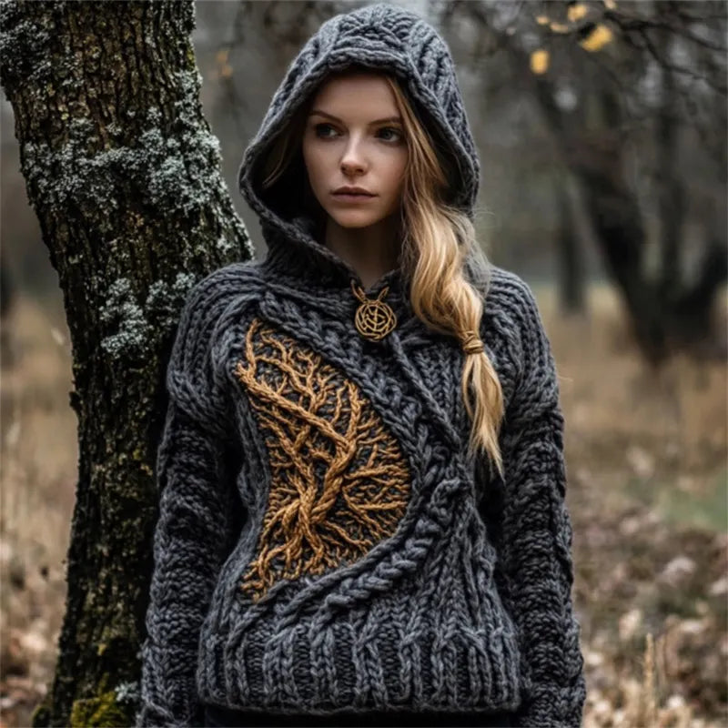 Viking Tree Of Life Mystical Chunky Hooded Sweater