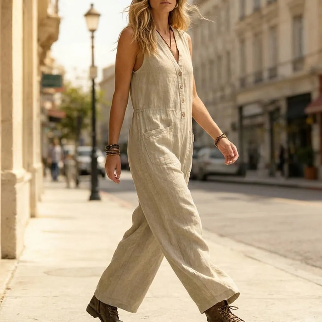 Solaine – Women's breezy button front jumpsuit