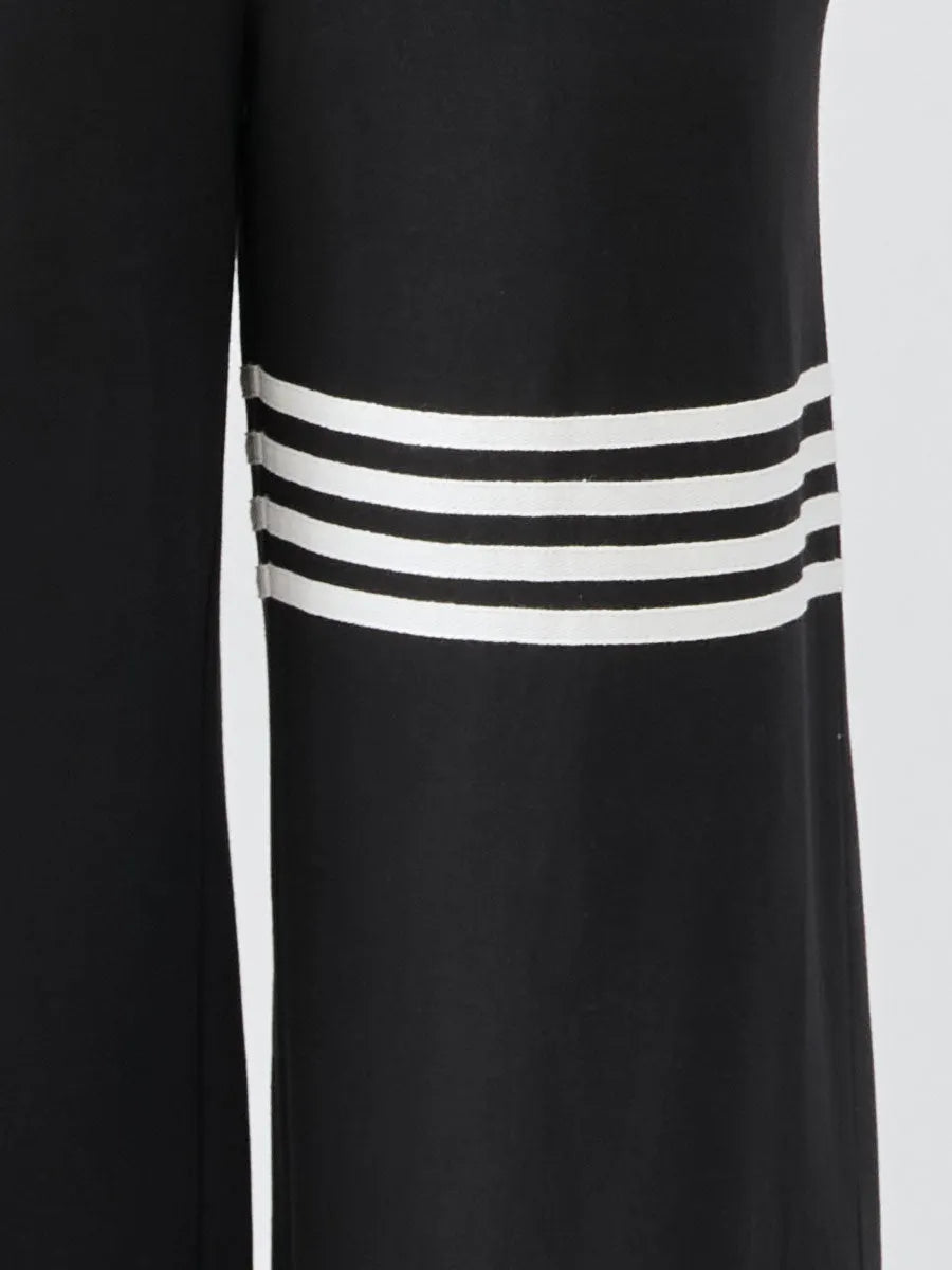 Sporty Retro Lace Striped Black Sleeveless Hooded Jumpsuit