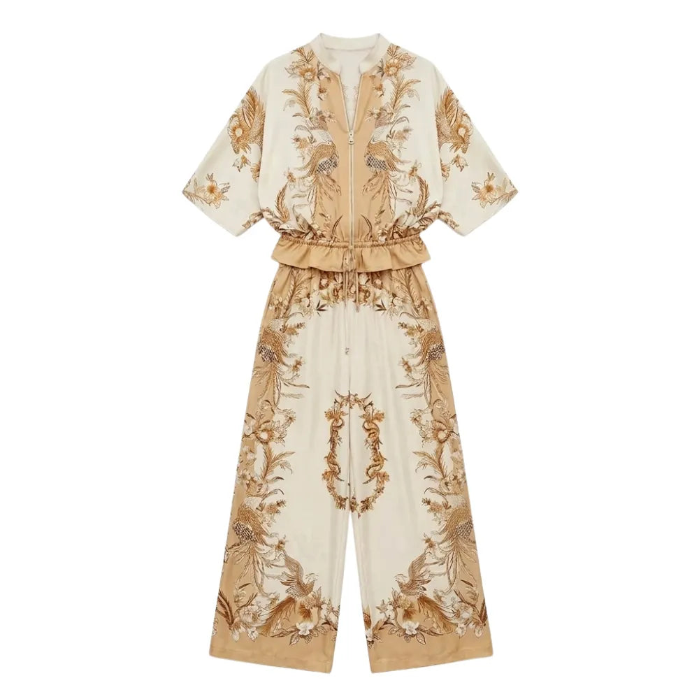 Vivara – Women's Floral Kimono Zip Up Set